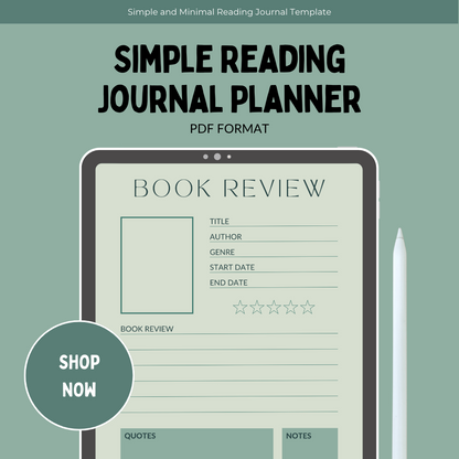 Digital Reading/Book Journal Planner - Green